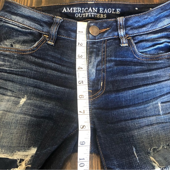 American Eagle Factory Destroyed Dark Denim Stretch Jegging Jeans Woman’s Size 0 - Picture 6 of 12